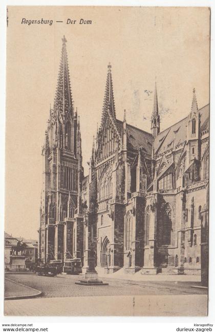 Regensburg, Der Dom old postcard travelled 1920 Regensburg Pmk b170907