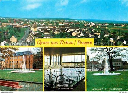 Rehau Bayerische Ostmark Fliegeraufnahme Maxplatz Rathaus Hallenbad