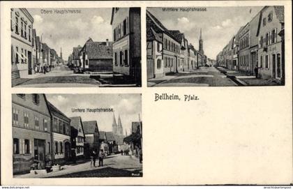 CPA Bellheim in der Pfalz, Obere, untere und mittlere Hauptstraße