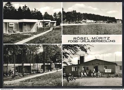 AK Röbel /Müritz, FDGB-Urlaubersiedlung, Ferienbungalows, Panorama, Gebäude