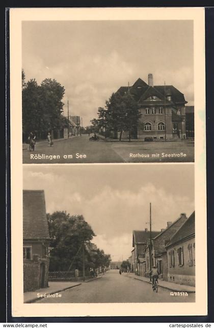AK Röblingen am See, Rathaus mit Seestrasse, Seestrasse