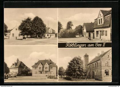 AK Röblingen am See, Strassenpartie mit Kirche