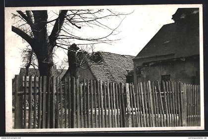 Foto-AK Rötha, Ortspartie mit Zaun