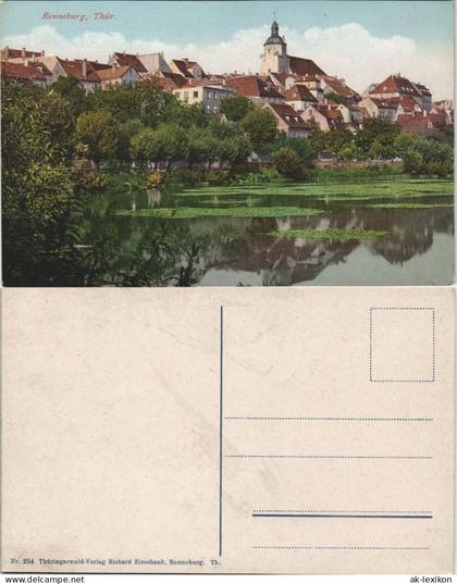 Ansichtskarte Ronneburg (Thüringen) Stadt und Teichpartie 1912