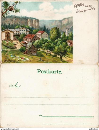 Bad Schweizermühle-Rosenthal-Bielatal Schweizermühle - Litho 1900