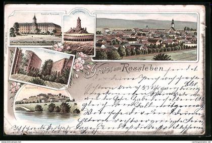 Lithographie Rossleben, Kloster, Kaiser-Denkmal, Memleben