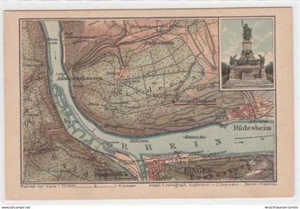 39093428 - Ruedesheim. Landkarte von Niederwald und Ruedesheim ungelaufen  Gute Erhaltung.