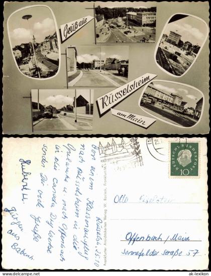 Ansichtskarte Rüsselsheim Mehrbild Straßenpartien 1958