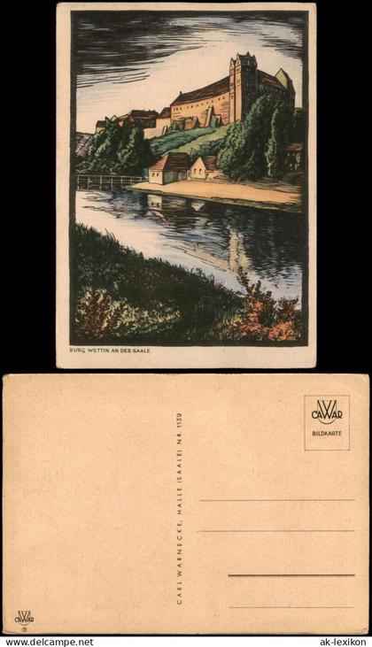 Ansichtskarte Wettin-Löbejün Burg Wettin 1930