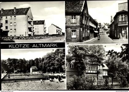 CPA Klötze in der Altmark, Neubauten, Oebisfelder Straße, Waldbad, HO Kurhaus Klötze