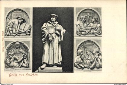 CPA Lutherstadt Eisleben, Denkmal, Szenen, Plastik, Engel, Kreuz