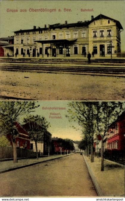 CPA Oberröblingen Röblingen am See Mansfelder Land, Bahnhof, Bahnhofstraße, Postamt, alte Architek