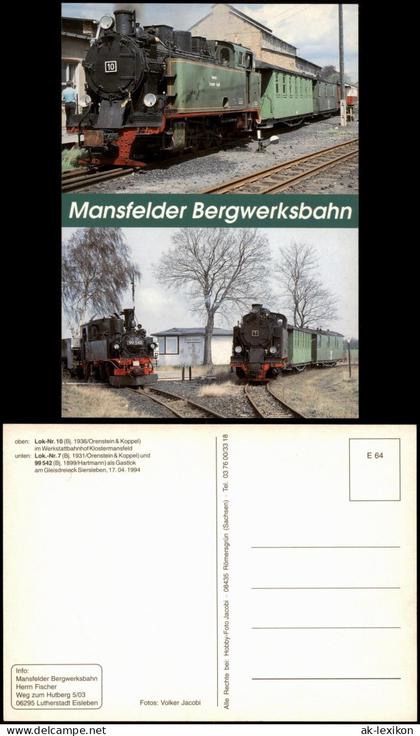 Klostermansfeld-Gerbstedt Lokomotiven der Mansfelder Bergwerksbahn 1994