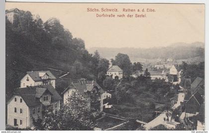 (16198) AK Rathen, Sächs. Schweiz, Dorfstraße nach der Bastei, vor 1945