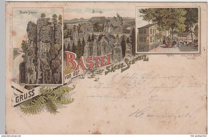 (76309) Künstler AK Gruß von der Bastei, Sächs. Schweiz 1894