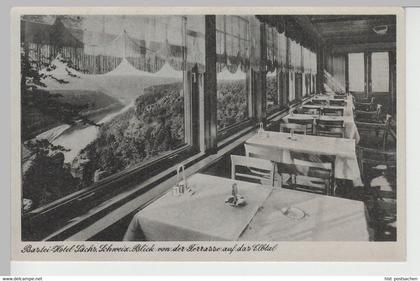 (76313) AK Sächs. Schweiz, Bastei Hotel, Blick ins Elbtal 1950