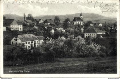 CPA Bertsdorf Hörnitz Landkreis Görlitz, Kirche, Wohnhäuser