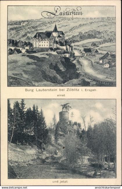 CPA Niederlauterstein Marienberg im Erzgebirge, Burg Lauterstein 1629, Ruine