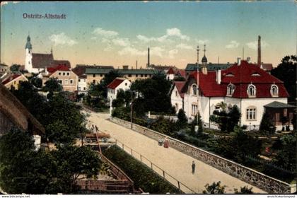 CPA Ostritz in der Oberlausitz, Altstadt aus der Vogelschau