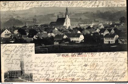 CPA Ostritz in der Oberlausitz, Blick auf den Ort, Kirche
