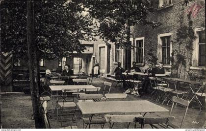 CPA Rabitz Kubschütz in Sachsen, Café-Terrasse, alte Männer und Frauen, entspannte Atmosphäre, ...