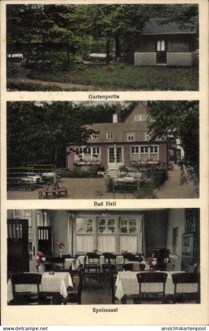 CPA Schmeckwitz Oberlausitz, Bad Heil, Garten, Speisesaal