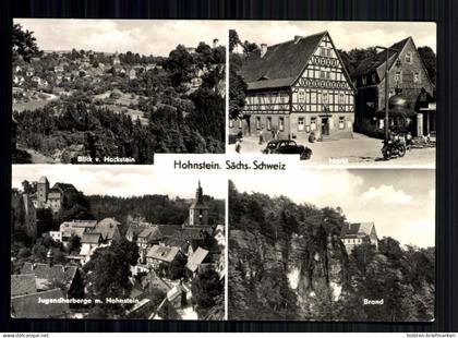 Hohnstein / Sächs. Schweiz, Blick vom Hockstein, Markt, Jugendherberge