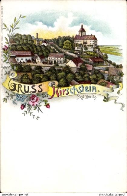 Lithographie Boritz Hirschstein in Sachsen, Teilansicht