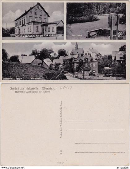 Obercrinitz-Crinitzberg: Gasthof zur Haltestelle, Heilquelle Mittelpunkt 1930