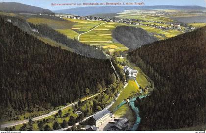 Schwarzwassertal am Hirschstein mit Bermsgrün i. sächs. Erzgeb. Postkarte AK