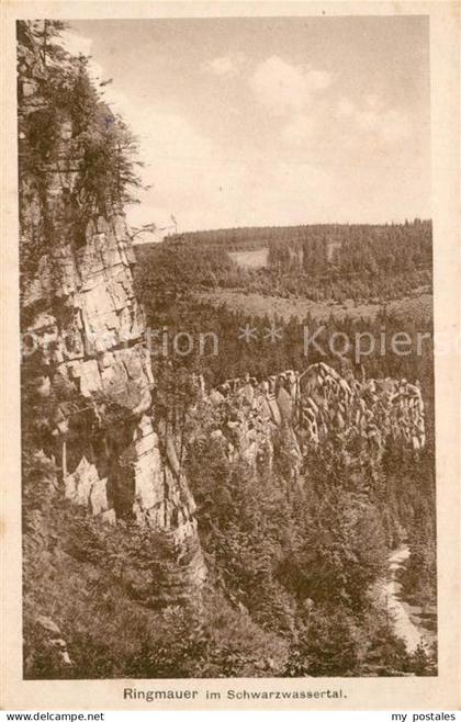 Zoeblitz Sachsen Ringmauer im Schwarzwassertal Landschaft Felsen Erzgebirge
