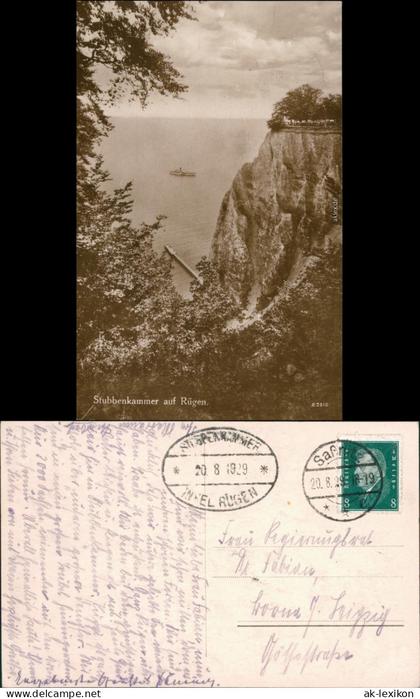 Stubbenkammer-Sassnitz Saßnitz Stubbenkammer - Steg, Dampfer 1929