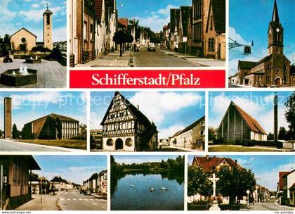 Schifferstadt Kirchen Strassenpartie Fachwerkhaus Schwanenteich