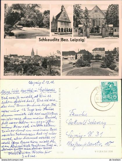 Schkeuditz an der Elster, Rathaus, Kreiskrankenhaus, TMarktplatz 1961