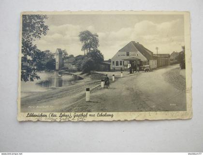 LIBBENICHEN , (Krs. Lebus ) , Gasthof  zur Erholung   ,  schöne Karte  um 1938 , Knickspur