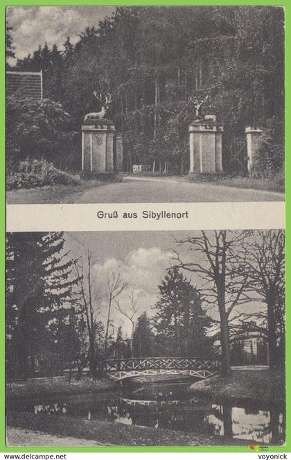 voyo SZCZODRE (SIBYLLENORT i. Schl.) GRÜẞ aus SIBYLLENORT Hirschtor, Karolabricke 1920/30s Postal Used