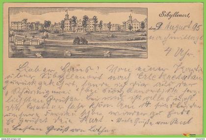 voyo SZCZODRE (SIBYLLENORT i. Schl.) Schloss - Federlitho - 1895 Postal used
