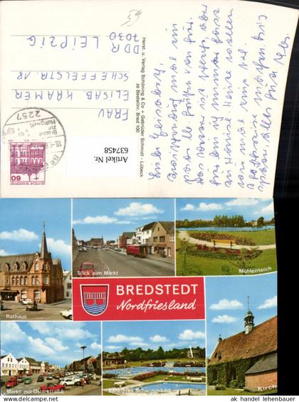 637458,Mehrbild Ak Bredstedt Nordfriesland Rathaus Markt Kirche