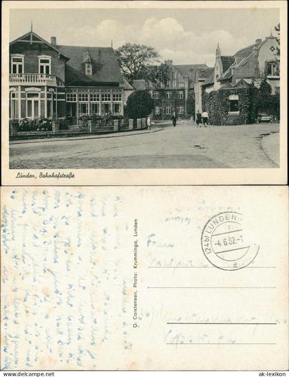 Ansichtskarte Lunden Holstein Partie in der Bahnhofstraße 1952