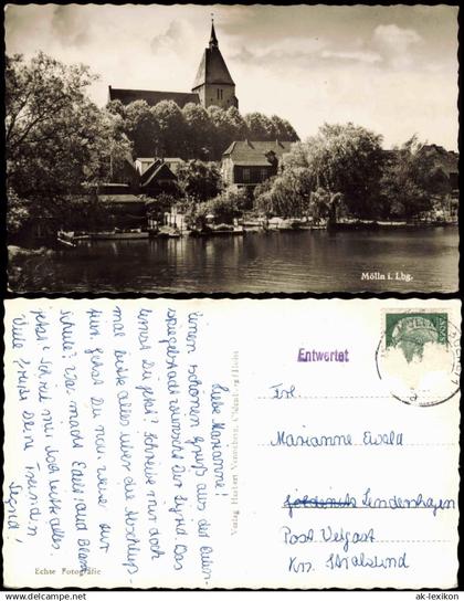 Ansichtskarte Mölln (Schleswig-Holstein) Flußpartie 1956  gel. Stempel Entwertet
