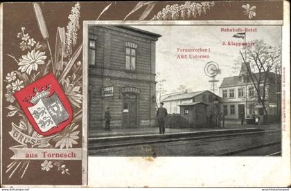 Blason CPA Tornesch in Holstein, Bahnhofs Hotel, Bahnhof, Gleisseite