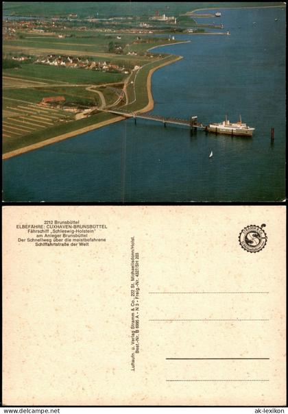 Brunsbüttel Brunsbüttelkoog Luftaufnahme mit ELBEFÄHRE CUXHAVEN-BRUNSBÜTTEL 1970