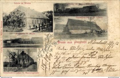 CPA Henstedt Ulzburg in Schleswig Holstein, Schule zu Wisloh, Gastwirtschaft D. Albers, Vollmeler