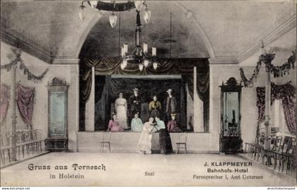 CPA Tornesch in Holstein, J. Klappmeyer, Bahnhofs-Hotel, Saal