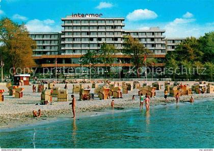 Gluecksburg Ostseebad Strand mit Intermar Hotel Gluecksburg