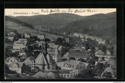 AK Schmiedeberg / Erzgeb., Teilansicht aus der Vogelschau