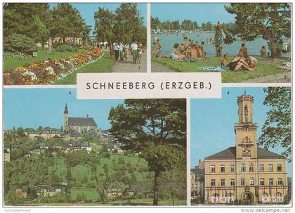 AK Schneeberg Erzgebirge Filzteich Blick Kirche Rathaus bei Aue Schwarzenberg Lauter Zschorlau Schlema Kirchberg Zwönitz