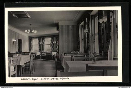 AK Schöna /Sächs. Schweiz, Innenansicht des Linden-Cafes