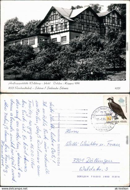 Ansichtskarte Schöna-Reinhardtsdorf-Schöna Hotel Wolfsberg 1984