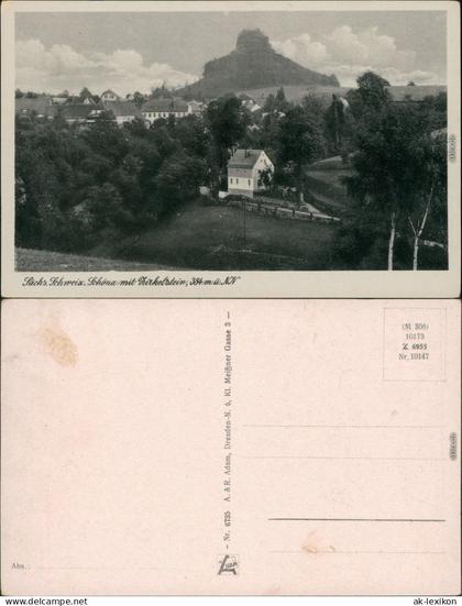 Schöna-Reinhardtsdorf-Schöna Blick auf den Ort mit Zirkelstein 1939